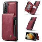 For Samsung Galaxy S21+ 5G CaseMe C20 Multifunctional PC + TPU Protective Case with Holder & Card Slot & Wallet(Dark Red) - 1