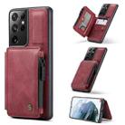 For Samsung Galaxy S21 Ultra 5G CaseMe C20 Multifunctional PC + TPU Protective Case with Holder & Card Slot & Wallet(Dark Red) - 1