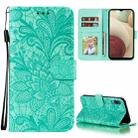 For Samsung Galaxy A02 / M02 (EU) Lace Flower Embossing Pattern Horizontal Flip Leather Case with Holder & Card Slots & Wallet & Photo Frame(Green) - 1