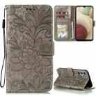 For Samsung Galaxy A32 4G Lace Flower Embossing Pattern Horizontal Flip Leather Case with Holder & Card Slots & Wallet & Photo Frame(Grey) - 1