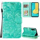 For LG Stylo 7 5G Lace Flower Embossing Pattern Horizontal Flip Leather Case with Holder & Card Slots & Wallet & Photo Frame(Green) - 1