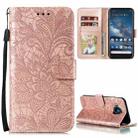 For Nokia 8.3 5G Lace Flower Embossing Pattern Horizontal Flip Leather Case with Holder & Card Slots & Wallet & Photo Frame(Rose Gold) - 1