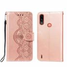 For Motorola Moto E7 Power Flower Vine Embossing Pattern Horizontal Flip Leather Case with Card Slot & Holder & Wallet & Lanyard(Rose Gold) - 1