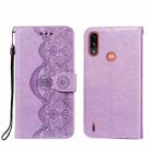 For Motorola Moto E7 Power Flower Vine Embossing Pattern Horizontal Flip Leather Case with Card Slot & Holder & Wallet & Lanyard(Purple) - 1