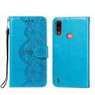 For Motorola Moto E7 Power Flower Vine Embossing Pattern Horizontal Flip Leather Case with Card Slot & Holder & Wallet & Lanyard(Blue) - 1