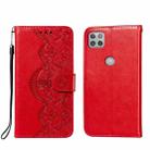 For Motorola Moto G 5G Flower Vine Embossing Pattern Horizontal Flip Leather Case with Card Slot & Holder & Wallet & Lanyard(Red) - 1