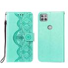 For Motorola Moto G 5G Flower Vine Embossing Pattern Horizontal Flip Leather Case with Card Slot & Holder & Wallet & Lanyard(Green) - 1