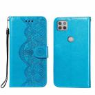 For Motorola Moto G 5G Flower Vine Embossing Pattern Horizontal Flip Leather Case with Card Slot & Holder & Wallet & Lanyard(Blue) - 1