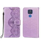 For Motorola Moto G Play (2021) Flower Vine Embossing Pattern Horizontal Flip Leather Case with Card Slot & Holder & Wallet & Lanyard(Purple) - 1