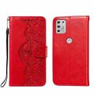 For Motorola Moto G Stylus (2021) Flower Vine Embossing Pattern Horizontal Flip Leather Case with Card Slot & Holder & Wallet & Lanyard(Red) - 1