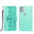 For Motorola Moto G Stylus (2021) Flower Vine Embossing Pattern Horizontal Flip Leather Case with Card Slot & Holder & Wallet & Lanyard(Green) - 1