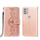 For Motorola Moto G Stylus (2021) Flower Vine Embossing Pattern Horizontal Flip Leather Case with Card Slot & Holder & Wallet & Lanyard(Rose Gold) - 1