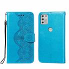 For Motorola Moto G Stylus (2021) Flower Vine Embossing Pattern Horizontal Flip Leather Case with Card Slot & Holder & Wallet & Lanyard(Blue) - 1