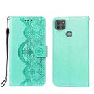 For Motorola Moto G9 Power Flower Vine Embossing Pattern Horizontal Flip Leather Case with Card Slot & Holder & Wallet & Lanyard(Green) - 1