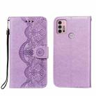 For Motorola Moto G30 Flower Vine Embossing Pattern Horizontal Flip Leather Case with Card Slot & Holder & Wallet & Lanyard(Purple) - 1