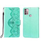 For Motorola Moto G30 Flower Vine Embossing Pattern Horizontal Flip Leather Case with Card Slot & Holder & Wallet & Lanyard(Blue) - 1