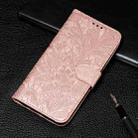 For Xiaomi Redmi Note 9T 5G Lace Flower Embossing Pattern Horizontal Flip Leather Case with Holder & Card Slots & Wallet & Photo Frame(Rose Gold) - 1