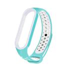 For Xiaomi Mi Band 6 (CA8856) Breathable Silicone Watch Band with Holes(Mint Green+White) - 1