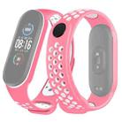 For Xiaomi Mi Band 6 (CA8856) Breathable Silicone Watch Band with Holes(Pink+White) - 1