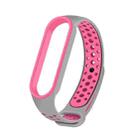 For Xiaomi Mi Band 6 (CA8856) Breathable Silicone Watch Band with Holes(Grey+Pink) - 1