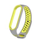 For Xiaomi Mi Band 6 (CA8856) Breathable Silicone Watch Band with Holes(Grey+Yellow) - 1