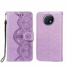 For Xiaomi Redmi Note 9T Flower Vine Embossing Pattern Horizontal Flip Leather Case with Card Slot & Holder & Wallet & Lanyard(Purple) - 1