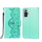 For Xiaomi Redmi Note 10 Pro Flower Vine Embossing Pattern Horizontal Flip Leather Case with Card Slot & Holder & Wallet & Lanyard(Green) - 1