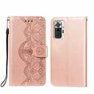 For Xiaomi Redmi Note 10 Pro Flower Vine Embossing Pattern Horizontal Flip Leather Case with Card Slot & Holder & Wallet & Lanyard(Rose Gold) - 1