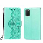 For Xiaomi Redmi 9T Flower Vine Embossing Pattern Horizontal Flip Leather Case with Card Slot & Holder & Wallet & Lanyard(Green) - 1