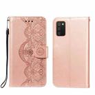 For Xiaomi Redmi 9T Flower Vine Embossing Pattern Horizontal Flip Leather Case with Card Slot & Holder & Wallet & Lanyard(Rose Gold) - 1