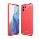 For Xiaomi Mi 11 Lite Brushed Texture Carbon Fiber TPU Case(Red) - 1