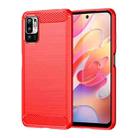 For Xiaomi Redmi Note 10 5G Brushed Texture Carbon Fiber TPU Case(Red) - 1