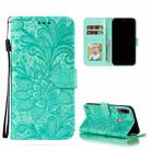 For Motorola Moto E7 Power Lace Flower Embossing Pattern Horizontal Flip Leather Case with Holder & Card Slots & Wallet & Photo Frame(Green) - 1