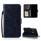 For Motorola Moto E7 Power Lace Flower Embossing Pattern Horizontal Flip Leather Case with Holder & Card Slots & Wallet & Photo Frame(Dark Blue) - 1