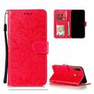 For Motorola Moto E7 Power Lace Flower Embossing Pattern Horizontal Flip Leather Case with Holder & Card Slots & Wallet & Photo Frame(Red) - 1