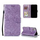 For Motorola Moto G 5G Lace Flower Embossing Pattern Horizontal Flip Leather Case with Holder & Card Slots & Wallet & Photo Frame(Purple) - 1