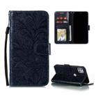 For Motorola Moto G 5G Lace Flower Embossing Pattern Horizontal Flip Leather Case with Holder & Card Slots & Wallet & Photo Frame(Dark Blue) - 1