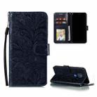 For Motorola Moto G Play (2021) Lace Flower Embossing Pattern Horizontal Flip Leather Case with Holder & Card Slots & Wallet & Photo Frame(Dark Blue) - 1