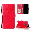 For Motorola Moto G Play (2021) Lace Flower Embossing Pattern Horizontal Flip Leather Case with Holder & Card Slots & Wallet & Photo Frame(Red) - 1