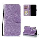 For Motorola Moto G Stylus (2021) Lace Flower Embossing Pattern Horizontal Flip Leather Case with Holder & Card Slots & Wallet & Photo Frame(Purple) - 1