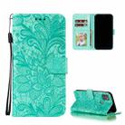 For Motorola Moto G9 Power Lace Flower Embossing Pattern Horizontal Flip Leather Case with Holder & Card Slots & Wallet & Photo Frame(Green) - 1