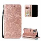 For Motorola Moto G9 Power Lace Flower Embossing Pattern Horizontal Flip Leather Case with Holder & Card Slots & Wallet & Photo Frame(Rose Gold) - 1