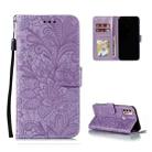 For Motorola Moto G30 Lace Flower Embossing Pattern Horizontal Flip Leather Case with Holder & Card Slots & Wallet & Photo Frame(Purple) - 1