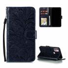 For Motorola Moto G30 Lace Flower Embossing Pattern Horizontal Flip Leather Case with Holder & Card Slots & Wallet & Photo Frame(Dark Blue) - 1