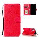 For Motorola Moto G30 Lace Flower Embossing Pattern Horizontal Flip Leather Case with Holder & Card Slots & Wallet & Photo Frame(Red) - 1