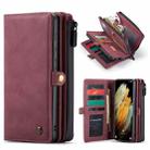 For Samsung Galaxy S21 5G CaseMe 018 Detachable Multi-functional Horizontal Flip Leather Case with Card Slot & Holder & Zipper Wallet & Photo Frame(Red) - 1