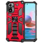 For Xiaomi Redmi Note 10 Shockproof TPU + PC Magnetic Protective Case with Holder(Red) - 1