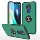 For Motorola Moto G9 / G9 Play PC + TPU Shockproof Magnetic Protective Case with Invisible Ring Holder(Dark Green) - 1