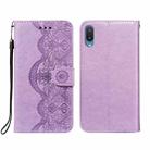 For Samsung Galaxy A02 / M02 (EU) Flower Vine Embossing Pattern Horizontal Flip Leather Case with Card Slot & Holder & Wallet & Lanyard(Blue) - 1
