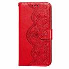 For LG Stylo 7 5G Flower Vine Embossing Pattern Horizontal Flip Leather Case with Card Slot & Holder & Wallet & Lanyard(Red) - 2